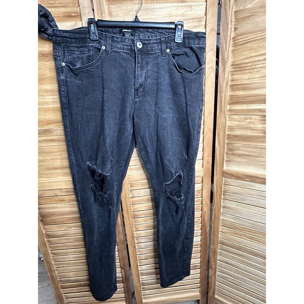 Fashion Nova Men Black Ripped Jeans 38 X 36 Wash Trendy Urban Pants